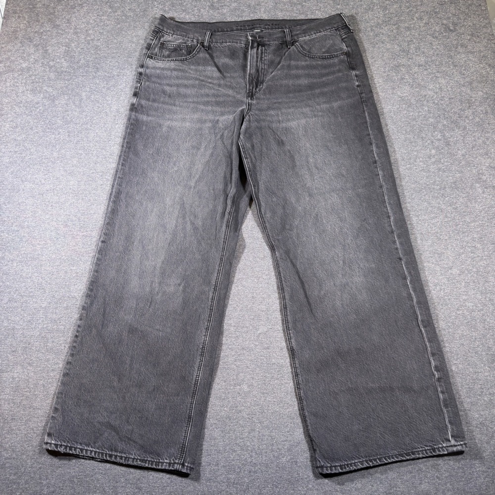 American Eagle Jeans Womens 14 Grey Stovepipe Strigid Wide‎ Leg Rigid Denim Pant